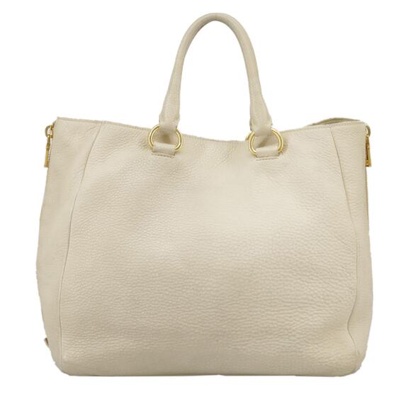 PRADA Tote Bag Leather White Gold - Picture 3 of 13